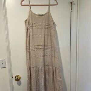 Valentina Naldi 100% cotton eyelet beige boho maxi dress Made in Italy Medium